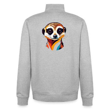 Illustration colorée de tête de suricate - Sweat zippé unisexe en coton bio Stanley/Stella - gris chiné - Dos - AI Model Male 185 light (185cm)