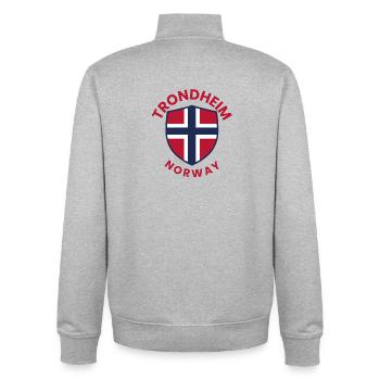 Trondheim-Norwegen-Schild - Unisex Organic Zip Sweatshirt von Stanley/Stella - Grau meliert - Hinten - AI Model Male 185 light (185cm)