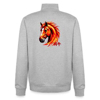 Blazing Horse Zodiac Polygon Art - Unisex Organic Zip Sweatshirt by Stanley/Stella - heather grey - Back - AI Model Male 185 light (185cm)