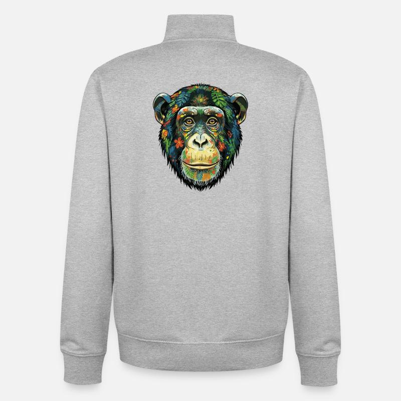 Bunte Schimpansenblüten - Unisex Organic Zip Sweatshirt von Stanley/Stella - Grau meliert