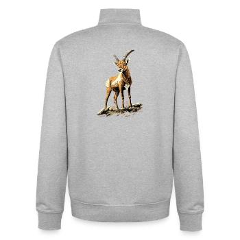 Steinbock Ziege Alpensteinbock Capricorn Ziegen - Unisex Organic Zip Sweatshirt von Stanley/Stella - Grau meliert - Hinten - AI Model Male 185 light (185cm)