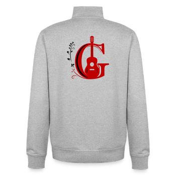 Initiale c mit  Gitarre  - Unisex Organic Zip Sweatshirt von Stanley/Stella - Grau meliert - Hinten - AI Model Male 185 light (185cm)