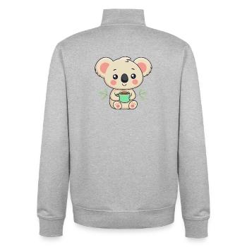 Koala Café Doux - Sweat zippé unisexe en coton bio Stanley/Stella - gris chiné - Dos - AI Model Male 185 light (185cm)