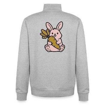 Süßer Hase mit Karotte Möhre Comic - Unisex Organic Zip Sweatshirt von Stanley/Stella - Grau meliert - Hinten - AI Model Male 185 light (185cm)