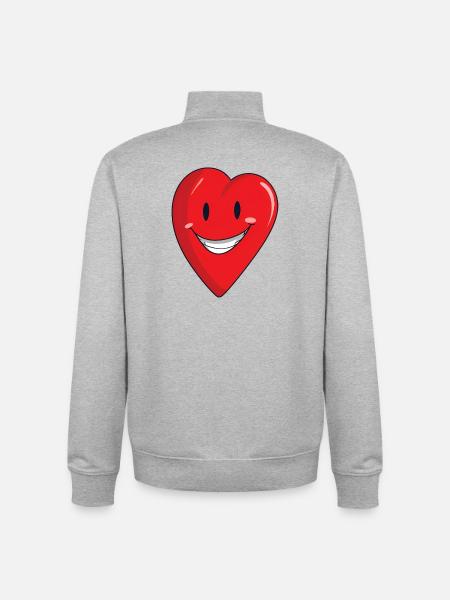 Fröhliches Herz mit Lächeln - Unisex Organic Zip Sweatshirt von Stanley/Stella - Grau meliert