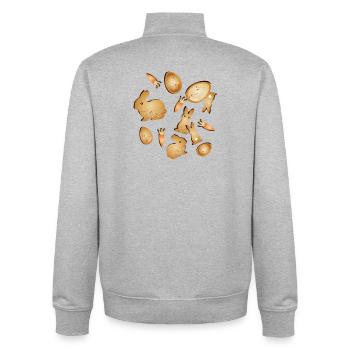 Motifs de biscuits de Pâques avec Bunny & Egg - Sweat zippé unisexe en coton bio Stanley/Stella - gris chiné - Dos - AI Model Male 185 light (185cm)