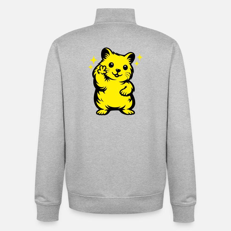 Dessin animé de hamster - Sweat zippé unisexe en coton bio Stanley/Stella - gris chiné