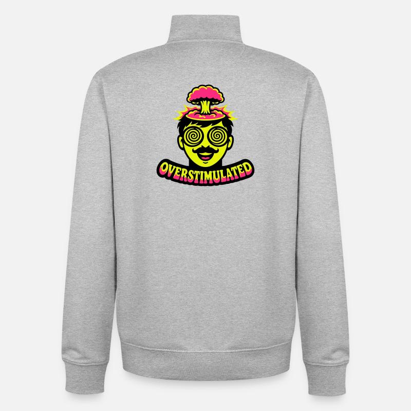 Overstimulated Neon Kopf - Unisex Organic Zip Sweatshirt von Stanley/Stella - Grau meliert