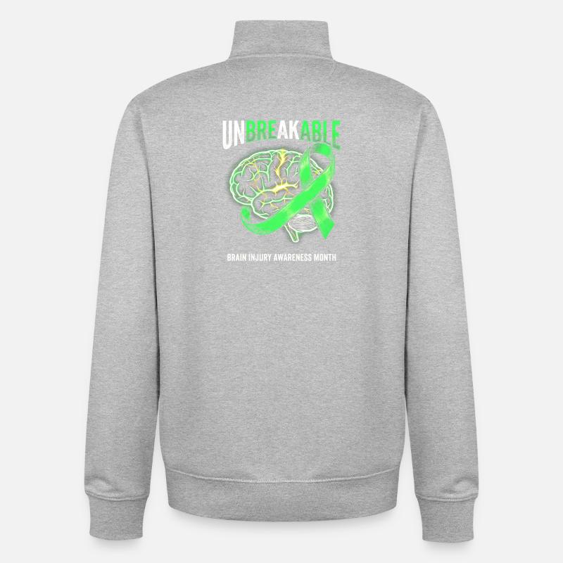 Ruban du Cerveau Incassable - Sweat zippé unisexe en coton bio Stanley/Stella - gris chiné