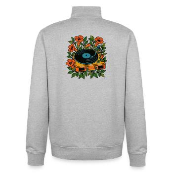 Botanischer Plattenspieler - Unisex Organic Zip Sweatshirt von Stanley/Stella - Grau meliert - Hinten - AI Model Male 185 light (185cm)
