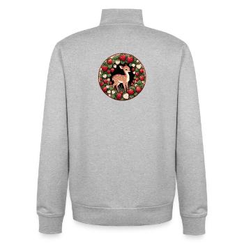 Rehkitz im Erdbeerkranz - Unisex Organic Zip Sweatshirt von Stanley/Stella - Grau meliert - Hinten - AI Model Male 185 light (185cm)