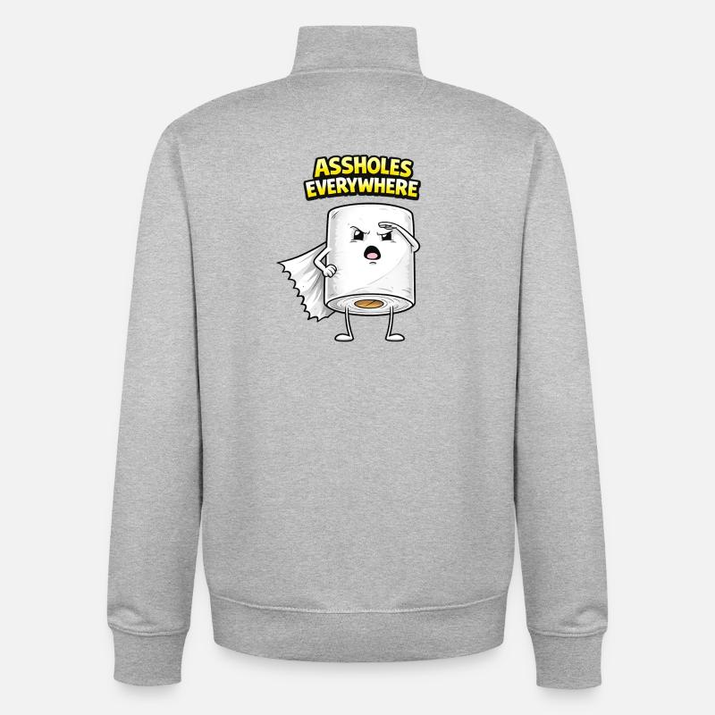 Connards partout : design de comics - Sweat zippé unisexe en coton bio Stanley/Stella - gris chiné