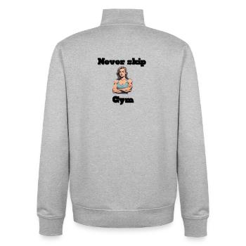 Illustration d’héroïne de forme physique forte - Sweat zippé unisexe en coton bio Stanley/Stella - gris chiné - Dos - AI Model Male 185 light (185cm)