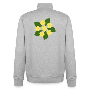Februar Geburtstag Blüte Primeln Geburtstagsblume - Unisex Organic Zip Sweatshirt von Stanley/Stella - Grau meliert - Hinten - AI Model Male 185 light (185cm)