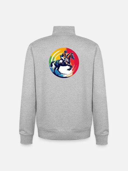 Regenbogen Springpferd Pferd Springreiten Motiv - Unisex Organic Zip Sweatshirt von Stanley/Stella - Grau meliert
