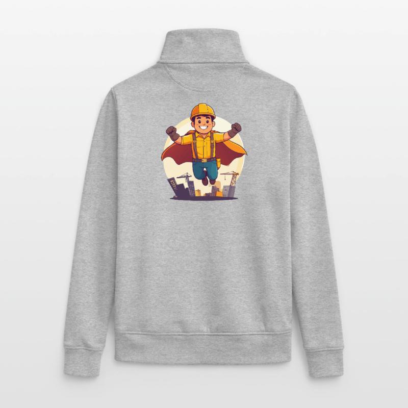 Construction Hero Superhero Construction Worker Construction Site Hero Unisex Organic Zip Sweatshirt by Stanley/Stella