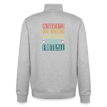 Introverted But Willing To Discuss Football Fan - Unisex Organic Zip Sweatshirt by Stanley/Stella - heather grey - Back - AI Model Male 185 light (185cm)
