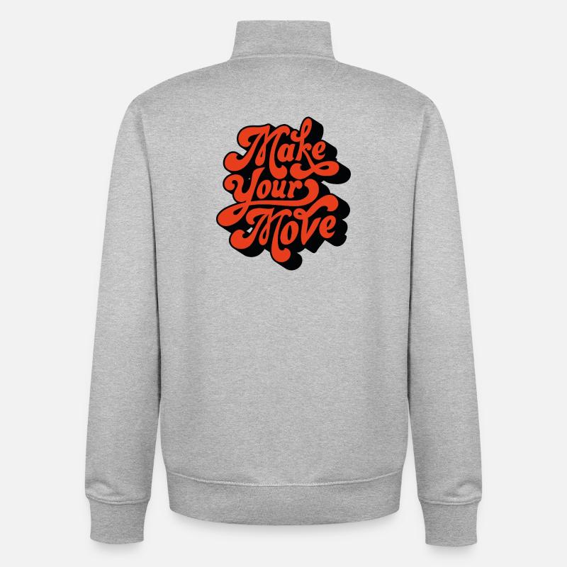 Script rétro de Faire ton Coup - Sweat zippé unisexe en coton bio Stanley/Stella - gris chiné