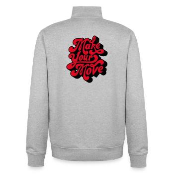 Faites votre amour un script rétro - Sweat zippé unisexe en coton bio Stanley/Stella - gris chiné - Dos - AI Model Male 185 light (185cm)
