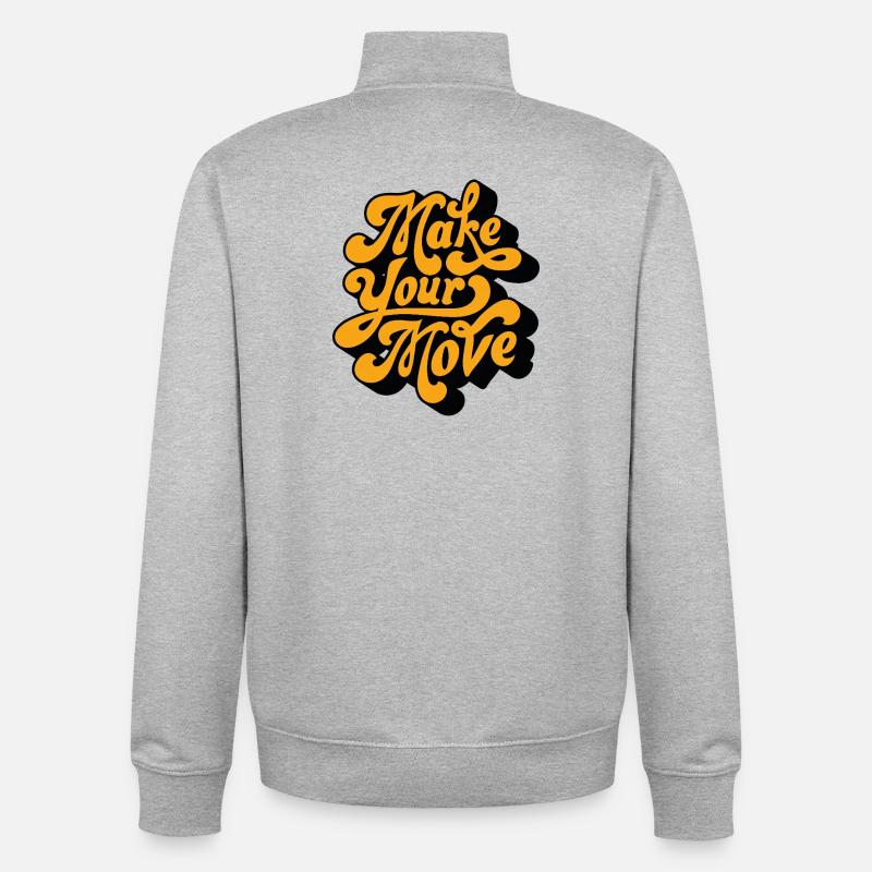 Make Your Move Retro Script - Unisex Organic Zip Sweatshirt by Stanley/Stella - heather grey