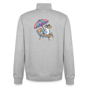 Möwe macht Urlaub - Unisex Organic Zip Sweatshirt von Stanley/Stella - Grau meliert - Hinten - AI Model Male 185 light (185cm)
