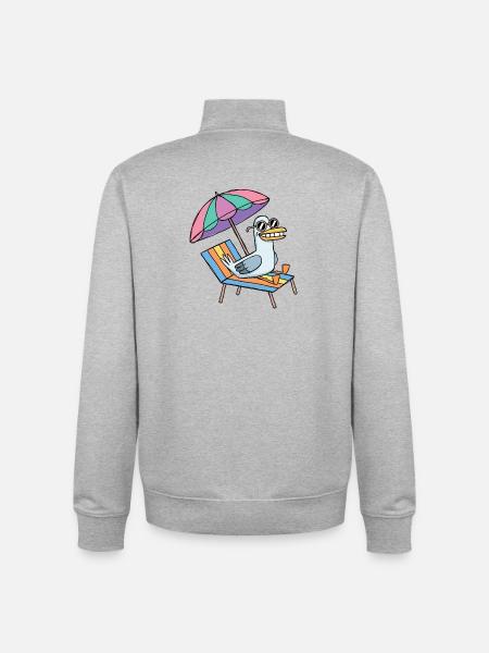 Möwe macht Urlaub - Unisex Organic Zip Sweatshirt by Stanley/Stella - heather grey