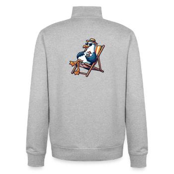 Strandlounge Möwe - Unisex Organic Zip Sweatshirt von Stanley/Stella - Grau meliert - Hinten - AI Model Male 185 light (185cm)