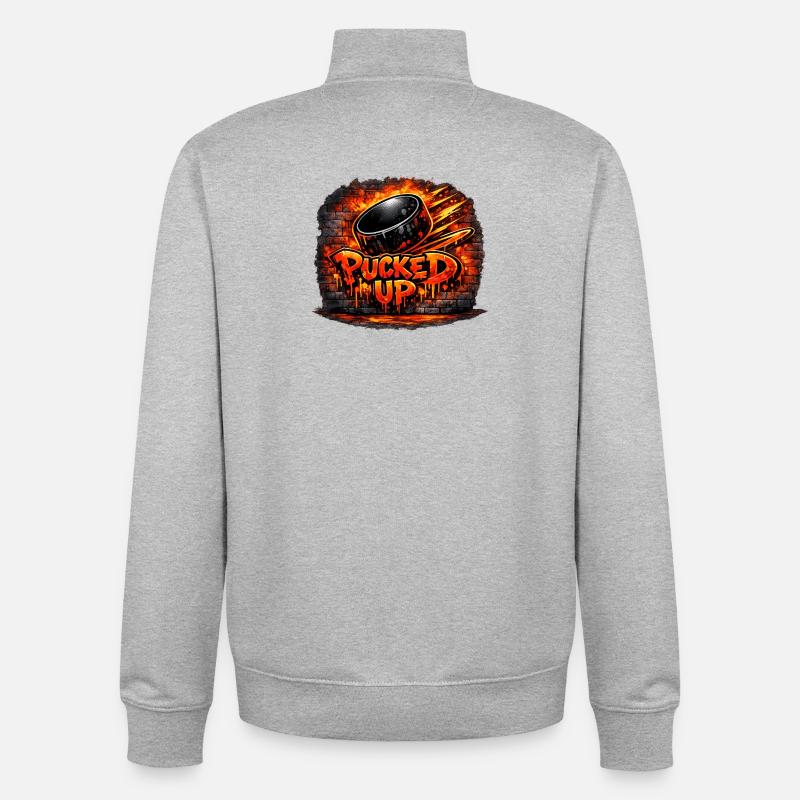 Firepuck Graffiti - Unisex Organic Zip Sweatshirt by Stanley/Stella - heather grey