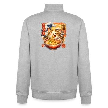 Ramen Kawaii Cats TShirt I Japanese Food - Unisex Organic Zip Sweatshirt by Stanley/Stella - heather grey - Back - AI Model Male 185 light (185cm)
