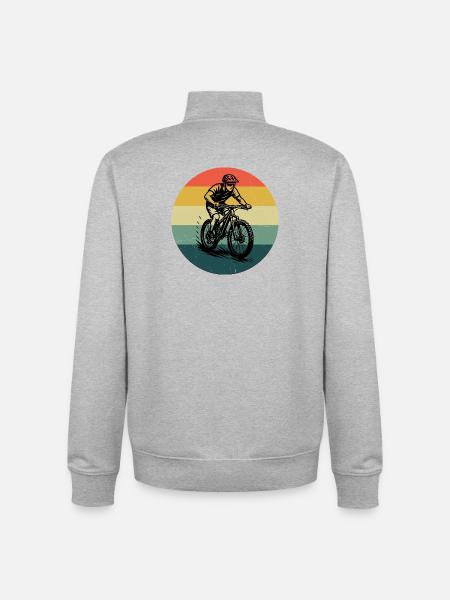 Minimalist mountain bike motif - Unisex Organic Zip Sweatshirt by Stanley/Stella - heather grey
