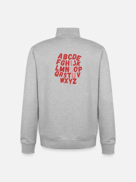 Bunte Alphabet Herz Druck - Unisex Organic Zip Sweatshirt von Stanley/Stella - Grau meliert