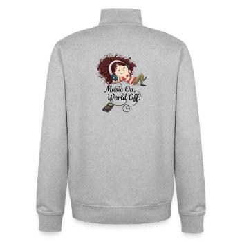 Music On World Off – Mädchen mit Kopfhörern - Unisex Organic Zip Sweatshirt von Stanley/Stella - Grau meliert - Hinten - AI Model Male 185 light (185cm)