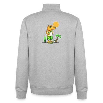 Capybara at the beach - Unisex Organic Zip Sweatshirt by Stanley/Stella - heather grey - Back - AI Model Male 185 light (185cm)