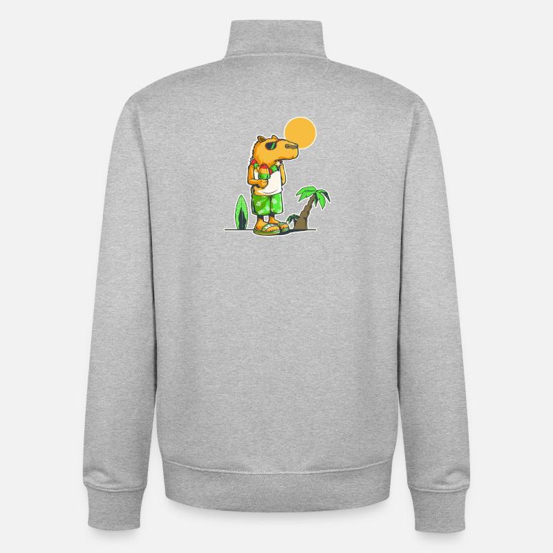 Capybara am Strand - Unisex Organic Zip Sweatshirt von Stanley/Stella - Grau meliert