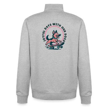Zitat zum Schlittschuh-Deutschen Schäferhund 2026 - Unisex Organic Zip Sweatshirt von Stanley/Stella - Grau meliert - Hinten - AI Model Male 185 light (185cm)