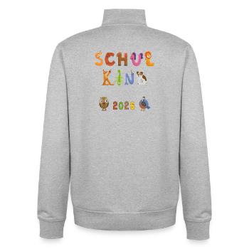 Schule 2026  Bunte Buchstabenwelt - Unisex Organic Zip Sweatshirt von Stanley/Stella - Grau meliert - Hinten - AI Model Male 185 light (185cm)