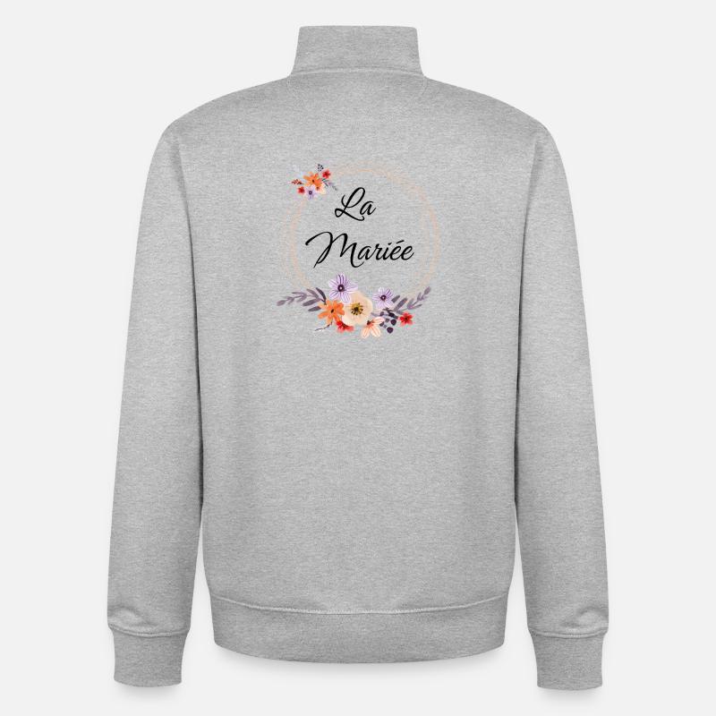 La Future Mariée EVJF Fleurs - Sweat zippé unisexe en coton bio Stanley/Stella - gris chiné