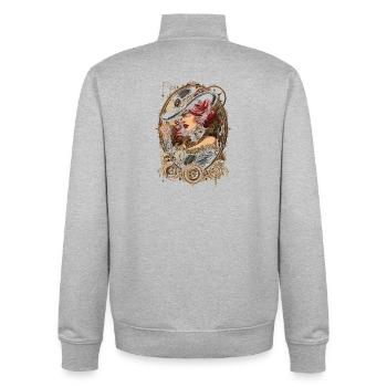 Steam Punk Beautiful Women Steampunk - Unisex Organic Zip Sweatshirt by Stanley/Stella - heather grey - Back - AI Model Male 185 light (185cm)
