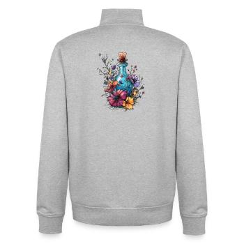 Flower bottle in a blaze of colour - Unisex Organic Zip Sweatshirt by Stanley/Stella - heather grey - Back - AI Model Male 185 light (185cm)