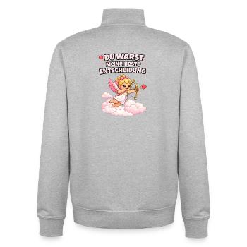 Tu as été mon meilleur choix Motif d’ange - Sweat zippé unisexe en coton bio Stanley/Stella - gris chiné - Dos - AI Model Male 185 light (185cm)