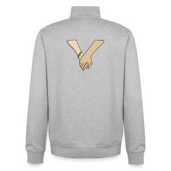 Romantic Couple Holding Hands Valentine - Unisex Organic Zip Sweatshirt by Stanley/Stella - heather grey - Back - AI Model Male 185 light (185cm)