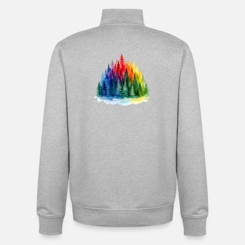 Regenbogenwald Silhouette Rainbow forest - Unisex Organic Zip Sweatshirt von Stanley/Stella - Grau meliert