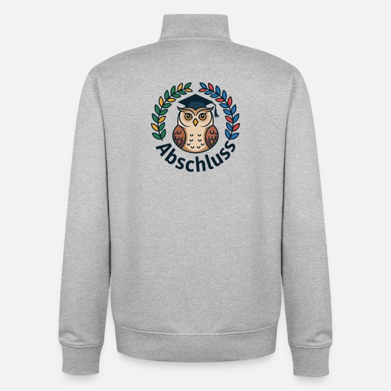 Abschluss-Eule mit Kranz und Mütze - Unisex Organic Zip Sweatshirt von Stanley/Stella - Grau meliert