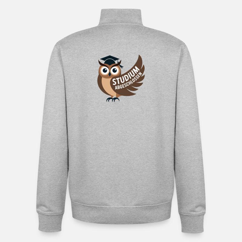 Eule - Studium abgeschlossen - Unisex Organic Zip Sweatshirt von Stanley/Stella - Grau meliert