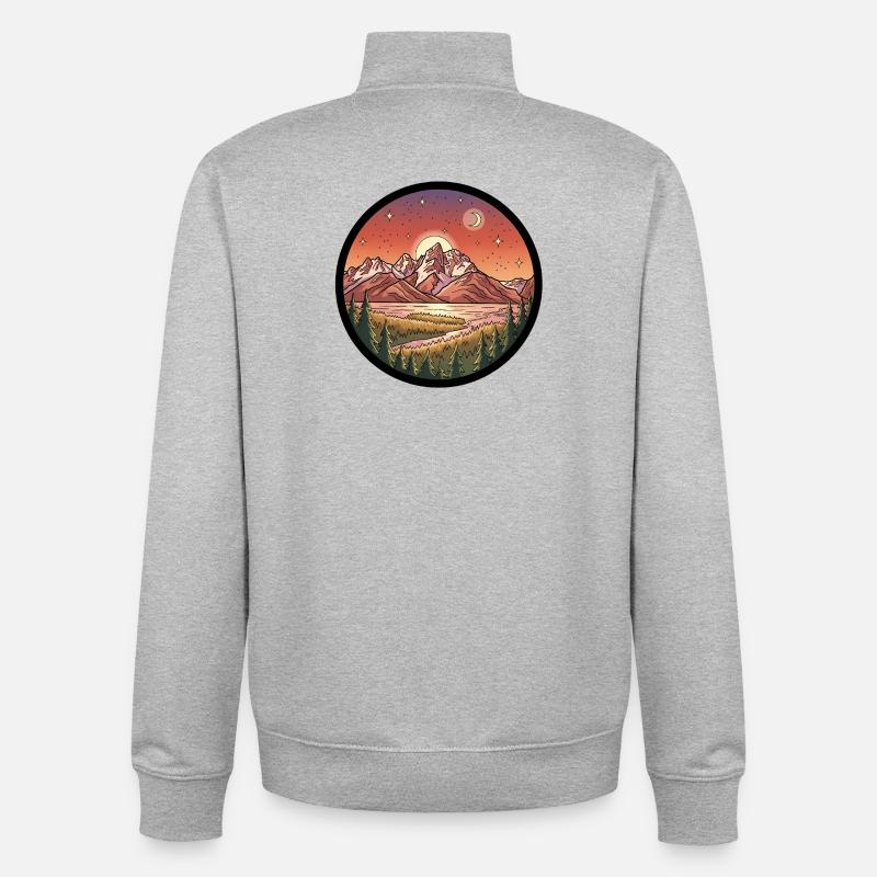 Mondscheingebirge Rundpatch - Unisex Organic Zip Sweatshirt von Stanley/Stella - Grau meliert