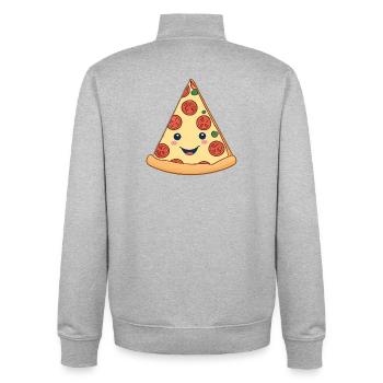 Cozy pizza slice - Unisex Organic Zip Sweatshirt by Stanley/Stella - heather grey - Back - AI Model Male 185 light (185cm)