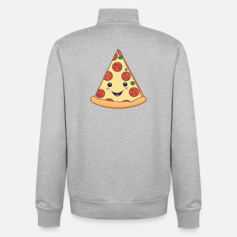 Tranche de pizza douillette - Sweat zippé unisexe en coton bio Stanley/Stella - gris chiné