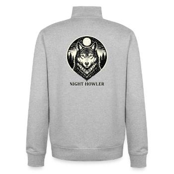 Night Howler - Wolf im Woodcut Stil - Unisex Organic Zip Sweatshirt von Stanley/Stella - Grau meliert - Hinten - AI Model Male 185 light (185cm)