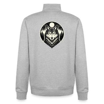 Night Howler - Wolf im Woodcut Stil - Unisex Organic Zip Sweatshirt von Stanley/Stella - Grau meliert - Hinten - AI Model Male 185 light (185cm)