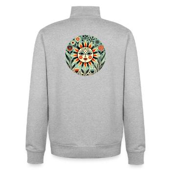 Sun Folk Bloom Circle - Unisex Organic Zip Sweatshirt by Stanley/Stella - heather grey - Back - AI Model Male 185 light (185cm)